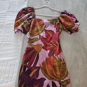 FARM Rio Multicolor Puff Sleeve Dress